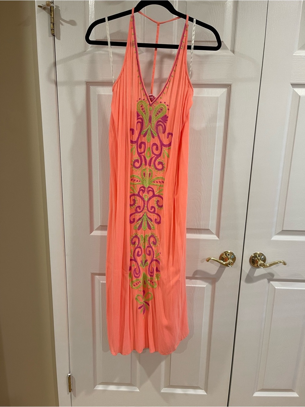 Lilly Pulitzer Ferra Coral Pink & Lime Embroidered Swim Coverup